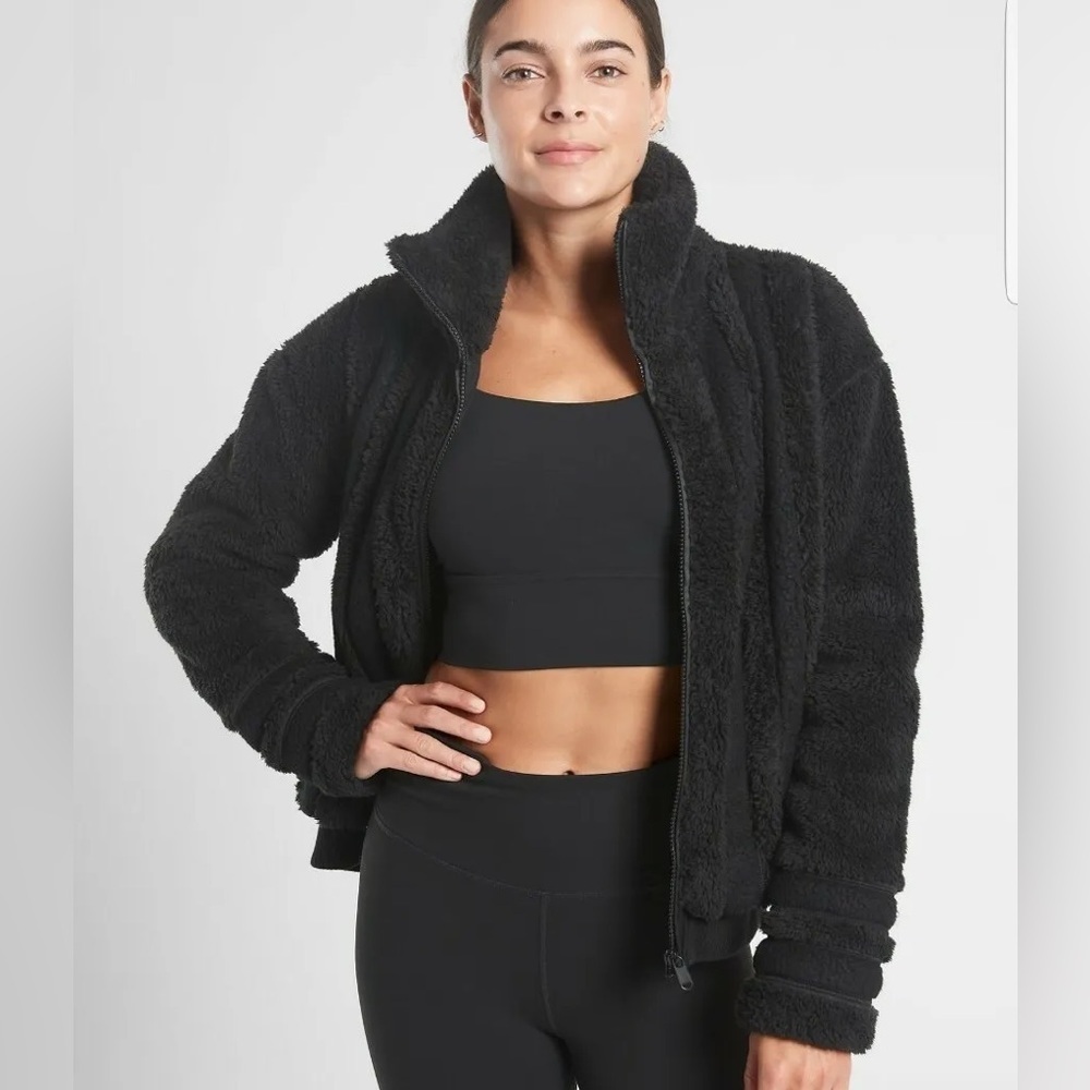 ATHLETA Willow Fleece Sherpa‎ Jacket Black Size XL